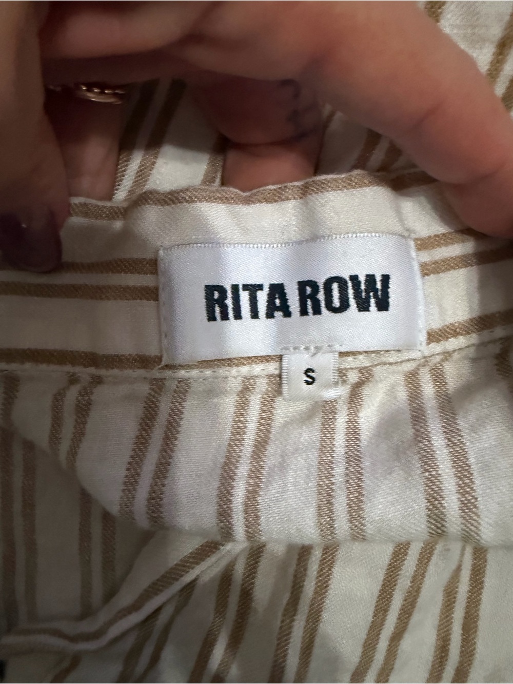 Rita Row Arashi Striped V-Neck Wrap 100% Organic Cotton Dress in Cream & Tab - S - Picture 6 of 12